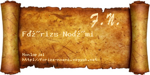 Fórizs Noémi névjegykártya