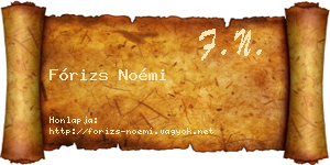 Fórizs Noémi névjegykártya